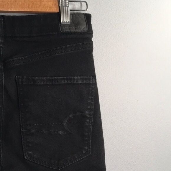 American Eagle jeans women's sz 6 black destroyed holes stretch hi-rise jegging - Picture 16 of 16